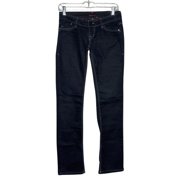 Guess Jeans Womens 6 28" Black White Stitching‎ Barbara Straight Leg Premium - Picture 1 of 9